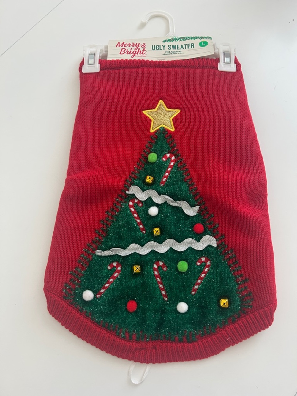 Red pet Christmas tree sweater size medium